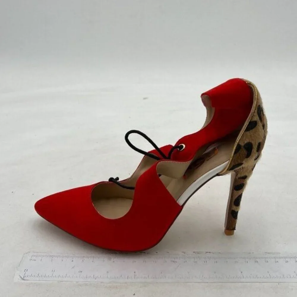 FSJ Women Stylish High Heel Pumps Lace Up Sandals Cut Out Stiletto Party Evening